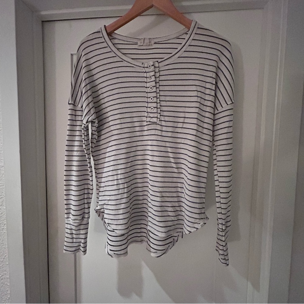 Striped Long Sleeve Henley Top